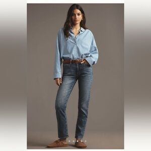 Pilcro Anthropologie Slim Boyfriend Denim Jean Mid Rise Straight Blue Size 27